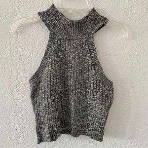 Charlotte Russe Gray High/Turtle Neck Knit Crop Top Women's Size XS (XXS/XS)